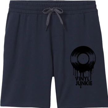 Мъжки музикални шорти Vinyl Junkie с принт в черно светло сиво S-XXXL Шорти мъж