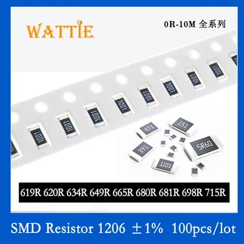 SMD резистор 1206 1% 619R 620R 634R 649R 665R 680R 681R 698R 715R 100PCS / партида чип резистори 1 / 4W 3.2mm * 1.6mm