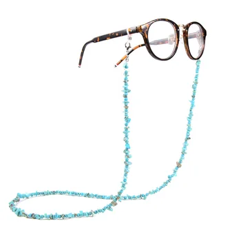 Бохемски сини каменни мъниста Очила Верига Мода Дамски каишки слънчеви очила очила аксесоари