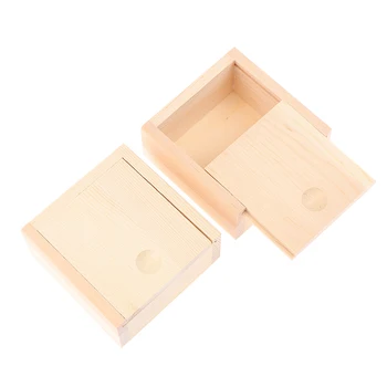 1PC Естествена дървена кутия Недовършена кутия за съхранение с плъзгач Топ пазител Дървени бижута Обица Колие пръстен кутия за съхранение Подаръчна кутия