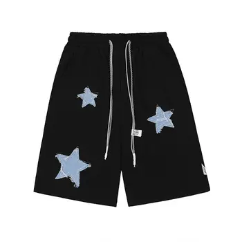Patch Star бродирани шнур шорти нова мода мъжки извънгабаритни ежедневни панталони за лятото
