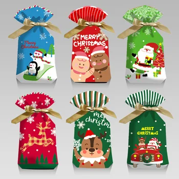5/10pcs Navidad 2023 Коледна подаръчна торбичка Коледна украса за дома Натал бонбони пластмасова торбичка Керст Нова година 2024 Консумативи Ноел