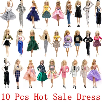 NK 10 бр / комплект принцеса кукла рокля парти рокля за Барби дрехи кукла аксесоари мода облекло подарък за момиче кукла играчка JJ