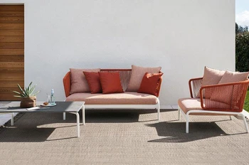 Nordic открит вила тиково съчетание ратан диван отдих ратан диван