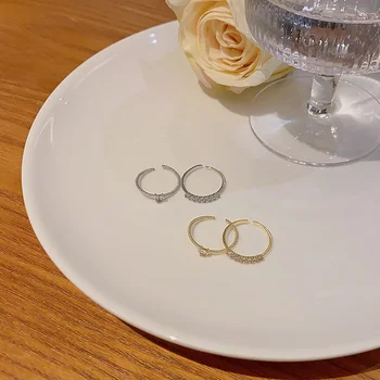 Нова мода циркон пръстени комплект отваряне регулируеми две части показалец пръстен