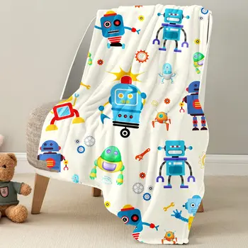 Робот хвърлят одеяло,Мека фланела робот одеяло за момчета момичета,Малко дете дизайн удобен топло юрган одеяло за легло диван,подарък за рожден ден