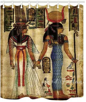 Крал и кралица на Египет душ завеса, водоустойчив полиестерен плат декорация баня