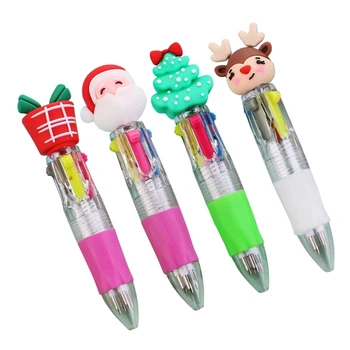 4Pcs Коледна химикалка 10-цветове-в-1 многоцветна писалка за студентска награда
