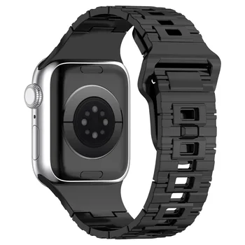 Каишка за Apple Watch ултра лента 49mm 44mm 40mm 45mm 41mm 38mm Имитация метал текстурирани Силиконова гривна iwatch серия SE 3 7 8