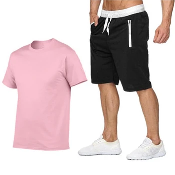 2022 Памук-коноп лято 2021две части комплект мъже къс ръкав тениска изрязани топ шорти мъжки анцузи дизайн мода PNN