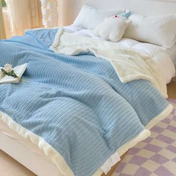Есен Зима Топло спално одеяло Меки удобни фланелени одеяла от руно за легло Уютно пухкаво топло одеяло