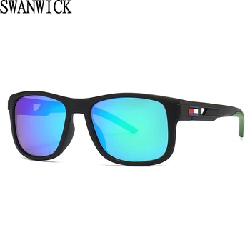 Swanwick поляризирани слънчеви очила за мъже шофиране летен стил мъжки класически квадратни слънчеви очила uv400 2023 червено зелено огледало гореща продажба