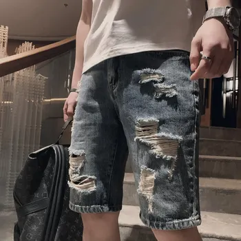 Мъжки дънкови шорти направо хлабав корейска версия 2023 лято тънка секция панталони All-мач бутиков облекло прост стил