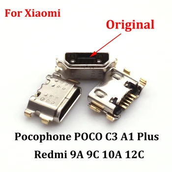 50-200pcs оригинален USB конектор за зареждане за Xiaomi Pocophone POCO C3 A1 Plus / Redmi 9A 9C 10A 12C зарядно гнездо за порт