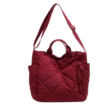 Голям зимен подплатен голяма пазарска чанта за жени Multi джоб работа пътуване найлон Crossbody торбичка свободно време студент лаптоп рамото чанта