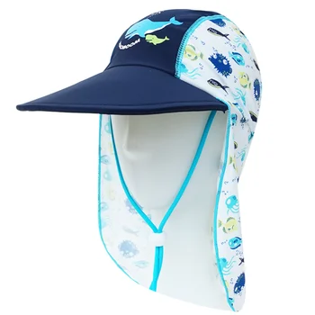 Cartoon Baby Детски плувни шапки за бебе от 3 до 15 години Детски бързосъхнещи Wide Brim Beach UPF50 + Външни слънчеви шапки