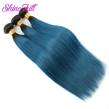 1/Blue Human Hair Weave 1/3/4 Bundles Straight Human Hair Extension 1/Blue Brazilian Remy Straight Hair Bundles
