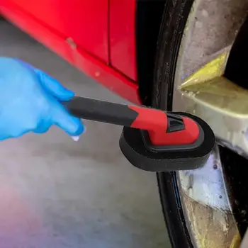 Апликатор за блясък на автомобилни гуми Кола маска гъба четка с извита дръжка за автоматично детайлизиране Лесни за използване аксесоари за кола