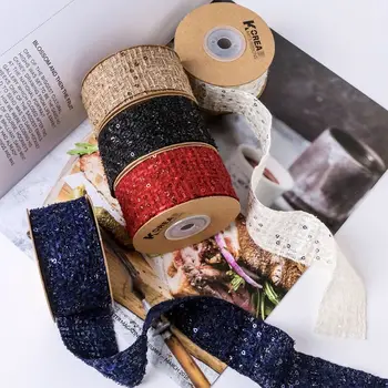 25mm40mm 9 ярда, лято, есен, цветни пайети панделка DIY ръчно изработени материали Прическа коса лък облекло обувки шапка аксесоари
