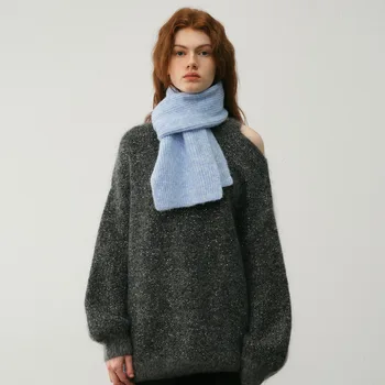 13 цвята 2023 Нови зимни жени шал плетени тесни шалове плътен цвят вълна neckerchief Пашмина Bufanda топло кашмир Foulard