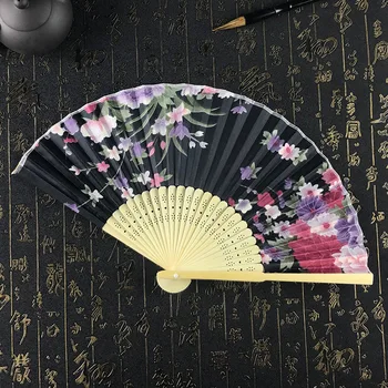 Реколта коприна бамбук сгъваем вентилатор китайски японски модел класически танц ръка фен Начало занаятчийски орнаменти подарък сватбено тържество декор