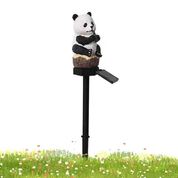 Panda слънчева светлина сладък смола животински слънчева LED светлина водоустойчив с кол водоустойчива смола градина декоративно осветление лампа за