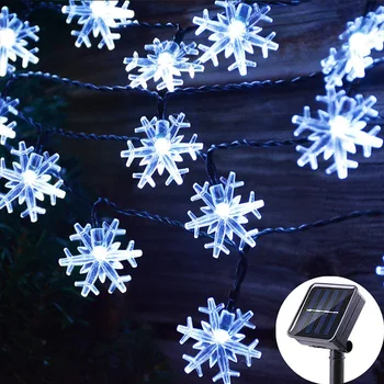 водоустойчива LED слънчева светлина 6M/30 LED снежинка цвете светлина лотос фея лампа за сватба Нова година коледна градина украса