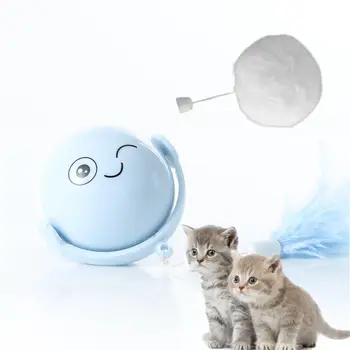 Smart Cat Ball Motion Activated Rolling Ball Toys For Large Cat Puppy And Medium Dog With Feather And Auto Obstacle Avoidance