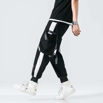 Мъжки модерни руно товарни панталони с мулти джобове, ежедневни улични облекла хип-хоп топли джогъри за открито
