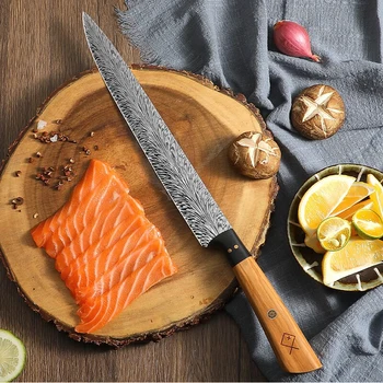 Кухненски нож 8-инчов нож за готвач Остър нож за дърворезба Кухня Сашими Западен нож за суши сьомга Изящен текстуриран нож за нарязване
