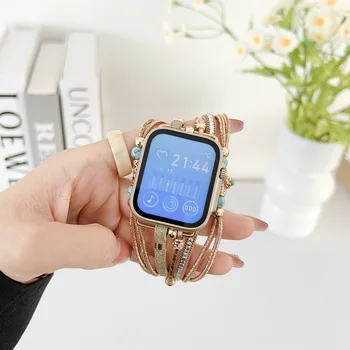 Луксозна метална каишка за Apple Watch Series 8 7 Ultra se 9 6 Бижутерийна лента за часовници Гривна iWatch Band 45mm 41mm 40mm 44mm 49mm 42mm
