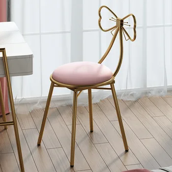 Модерен минималистичен Bowknot светлина луксозен превръзка табуретка спалня Ins Nordic момиче облегалка грим нокти стол