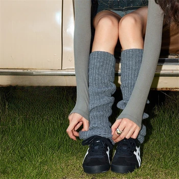 Дамски плетене крак нагреватели зимата случайни дълга вълна крак покритие мода плътен цвят Лолита обувка чорапи момичета маншети чорапи