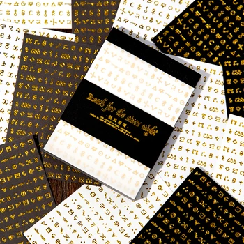 32Pieces Memo Bronzing Font Gold Black White List Материал Хартиен фон Декоративни DIY канцеларски материали 125 * 70MM