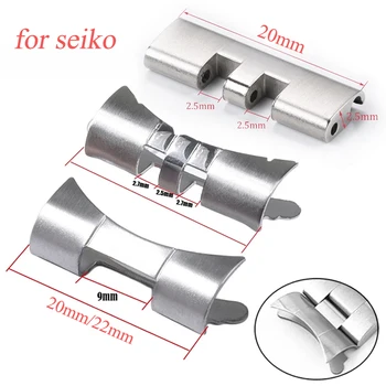 2pcs 20mm 22mm неръждаема стомана права извита крайна връзка за Seiko SKX007 / 009 конектор за юбилей за стриди метална лента адаптер