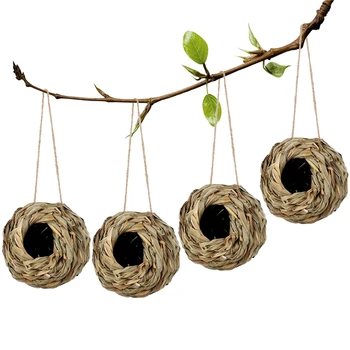 Птици гнездо птица клетка естествена тръстика трева сферична колибри гнездо открит декоративни тъкани висящи птица гнездо Hous домашни любимци спалня