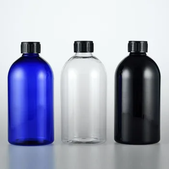 12pcs 500ml Черно винт капачка бутилка Празен шампоан лосион бутилка Clear, Blue PET флакони Козметични опаковъчни контейнери