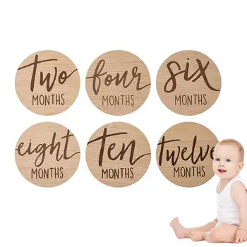 Baby Monthly Milestone Cards Photo Prop Discs Baby Announcement Cards Wooden Baby Monthly Milestone Cards Sign Double Sided