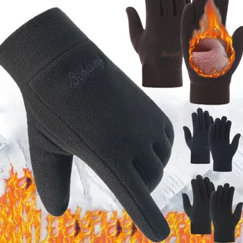 Fleece дебели зимни ръкавици твърди жени открит полярно руно топло студено доказателство ръкавици ски колоездене сензорен екран ръкавица мъжки ръкавици