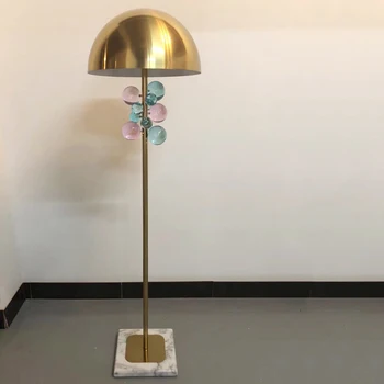 скандинавски дизайнер кристална топка подова лампа реколта медна стояща лампа за хол спалня до лампа модерен дом декор светлина