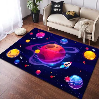 Космическа планета Карикатура килими астронавт деца сладък мек хол йога мат спалня баня кухня без хлъзгане мат голям килим
