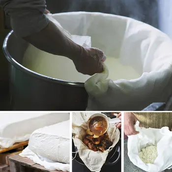 Голям бял памук марля тензух плат за многократна употреба ултра фин муселин кърпа за прецеждане, готвене, сирене, печене