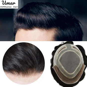 Men Toupee Lace Front Wigs Men Mono With Pu Hair System with Skin Around Male Hair Prosthesis 100% Human Hair Systems Unit