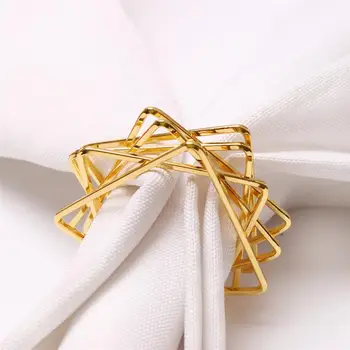 6Pcs Полигон звезда дизайн салфетка пръстени сплав салфетка притежатели парти декорации кухня маса декорация аксесоари