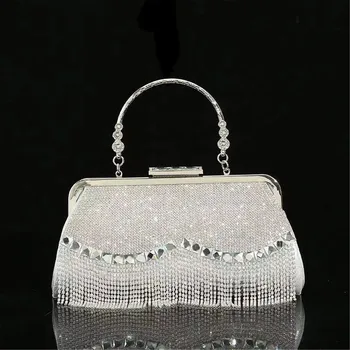 Ръчна чанта за сватбено тържество Банкетна чанта Диамантена чанта за съединител Дамска луксозна парти вечерна чанта Модна сватбена булчинска рокля чанта