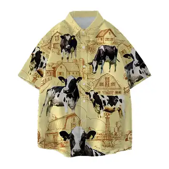 Jumeast Holstein крава мъже хавайски риза ферма говеда любителите плаж Aloha риза жени реколта YK2 блуза черно Ангъс нови дрехи