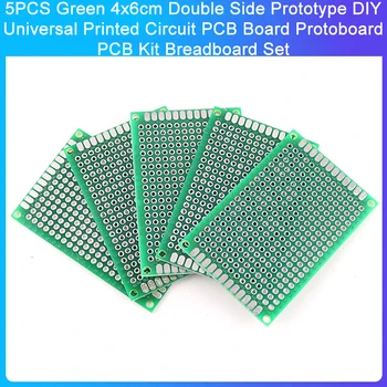 5PCS зелен 4x6cm двустранен прототип DIY универсална печатна платка PCB съвет Protoboard PCB комплект Breadboard Set