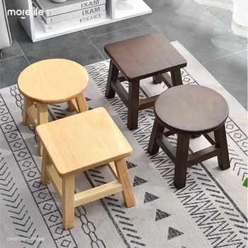 Масивна дървена табуретка Мебел Стъпка табуретка Стифиране квадратна табуретка Всекидневна суета стол Nordic мебели стол стол Poef Zwart