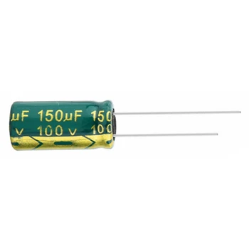  10pcs 100V150UF обем 10X20mm алуминиев електролитен кондензатор DIP висока честота ниско съпротивление зелено високо качество