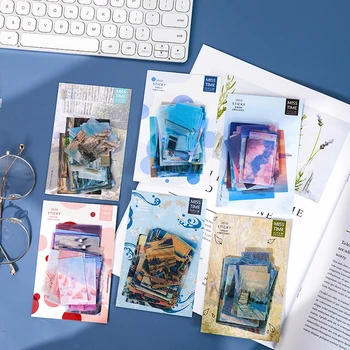 30 опаковки скрапбукинг Синя ръка завеса декоративен пейзаж Decal пресни красиви колаж артистични колоритен стикер 6 възможности за избор